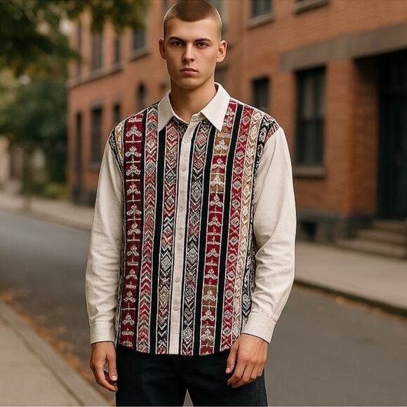 Vintage Wrangler Aztec Navajo Western Shirt Button-Up 15½ 34 Retro - Picture 13 of 13